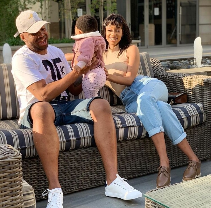 Itumeleng Khune with his wife and child