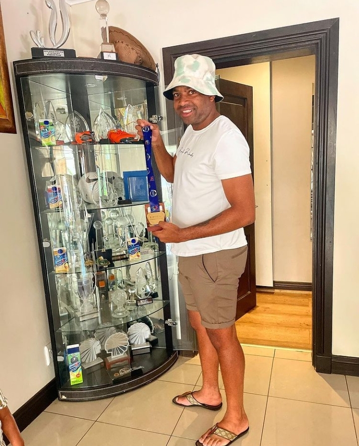 Itumeleng Khune with his medals and trophies